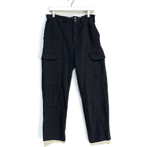 Pacsun Womens Relaxed Fit Elastic Waist Pockets Cargo Pants In Black Size L - Picture 1 of 10